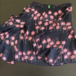 United Colors Of Benetton Black Blouse with Pink Floral Design